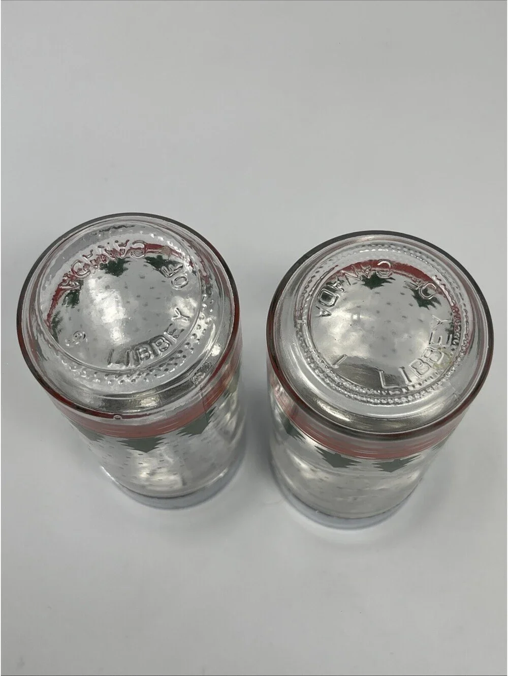 Libbey of Canada Salt & Pepper Shakers Christmas Trees 5 in